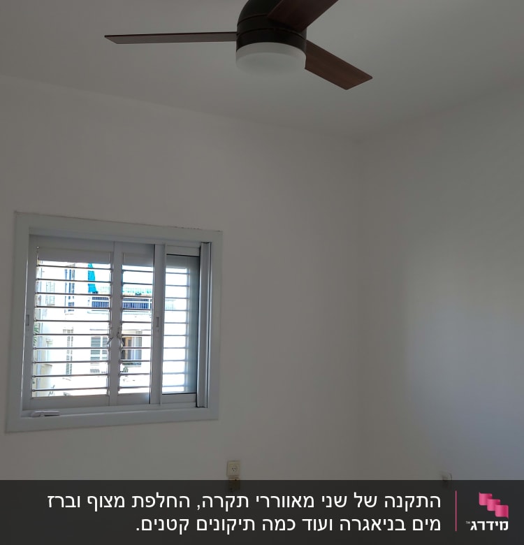 תקרה עם מאוורר תקרה מותקן בחדר ריק